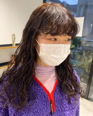 ロング カラー パーマ ヘアアレンジ メンズ キッズ ネイル マツエク・マツパ アイブロウ パーマスタイル🔅 sayacaのヘアスタイル