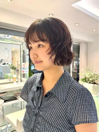 ショート パーマ デジタルパーマ 🌀ボブ　萩原　龍のヘアスタイル
