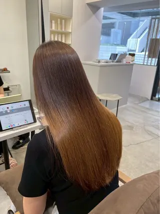 ロング パーマ 🍒モテ暖色カラー × うる艶✧ ゆなのヘアスタイル