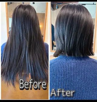 ミディアム 切りっぱなしボブ/ 三瀬翔のヘアスタイル