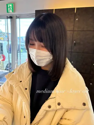 ミディアム パーマ 🤎韓国ヘア ベージュ まゆか🤎のヘアスタイル