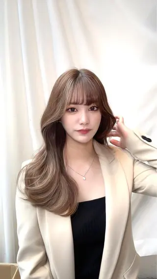 ミディアム カラー パーマ 顔周り特化/韓国ヘア /レイヤー/吉野幸大のヘアスタイル