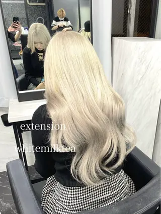 ロング カラー エクステ🩵ブリーチ 韓国ヘア🩵KAEのヘアスタイル