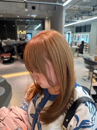 セミロング カラー ARIA💎縮毛矯正 ブリーチ💎複雑履歴のヘアスタイル