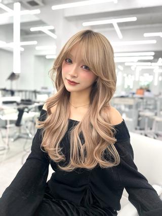 ロング カラー 盛れる顔周り✨韓国 レイヤーkanatoのヘアスタイル
