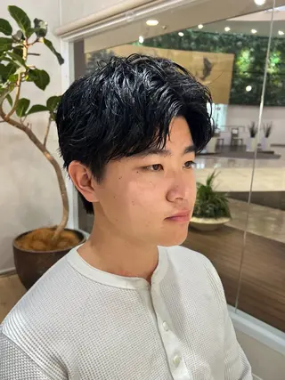 ショート パーマ メンズ 梅田茶屋町メンズ 専門美容師 山元一平のヘアスタイル