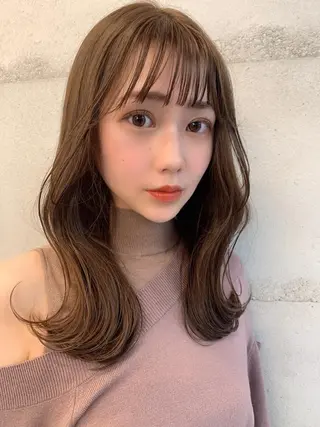 ミディアム カラー 透明感カラー✂︎ /縮毛矯正/YUKAのヘアスタイル