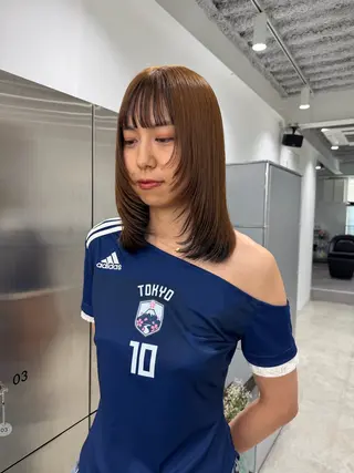 ミディアム カラー 天神/大名 ハイトーン/エクステのヘアスタイル