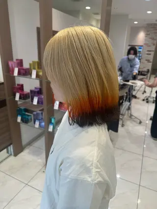 ミディアム カラー 【複雑履歴ブリーチ】 中村　玲仁のヘアスタイル