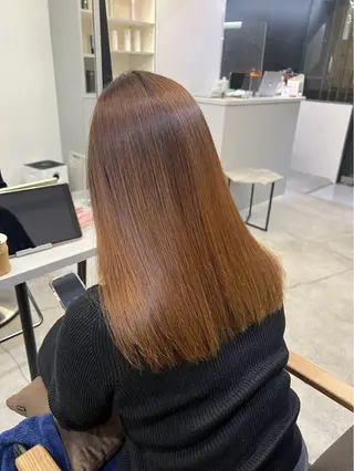 セミロング パーマ 🍒モテ暖色カラー × うる艶✧ ゆなのヘアスタイル