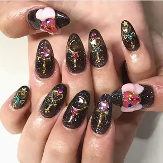 ネイル 渋谷／チップ長さ出し 👑アプレgel-xのネイルデザイン