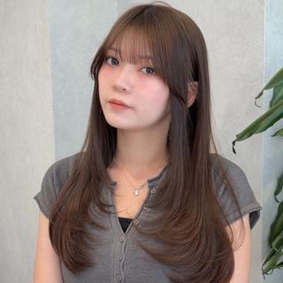 ミディアム カラー レイヤーカット/ 透明感カラー/あさかのヘアスタイル