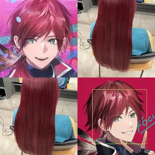 ミディアム カラー インナーカラー 推し ブリーチ 髪質改善のヘアスタイル