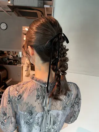 ロング ヘアアレンジ うる艶カラー 顔周りカット♡ikuのヘアスタイル