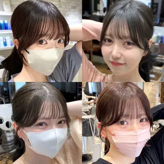 ミディアム カラー 顔まわりカット🌟 くびれヘア/寺門遥輝のヘアスタイル