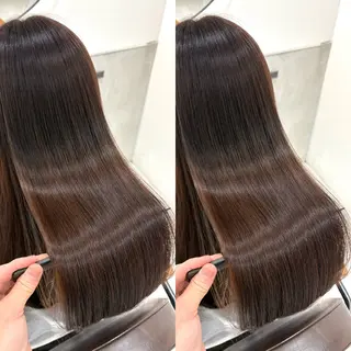 ロング カラー 髪質改善 縮毛矯正/ レイヤーカット/本木のヘアスタイル