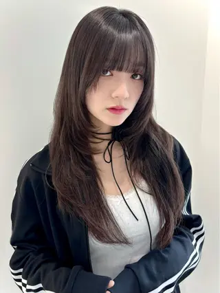 ロング カラー 新宿♥ハッシュカット 暖色カラー♥Unaのヘアスタイル