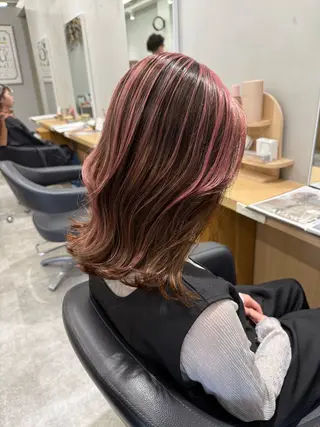 ミディアム カラー 巻ける髪質改善🫧ハ イライト/永田汰伊智のヘアスタイル