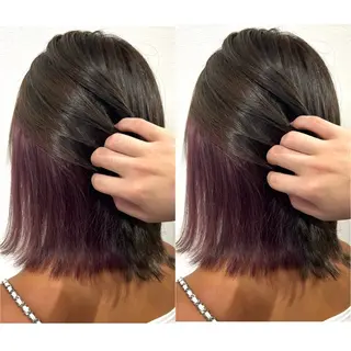 ミディアム カラー 切っぱなし💇‍♀️ イヤリング🎨龍之介のヘアスタイル