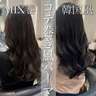 セミロング コテ巻き風パーマ💛 池袋のヘアスタイル