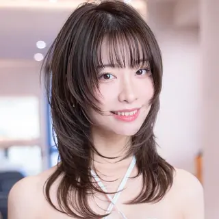 ミディアム カラー 渋谷/韓国レイヤー ハッシュ/堅亘🟩のヘアスタイル