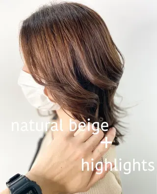 ミディアム レイヤーカット 赤み消し　店長/大和のヘアスタイル