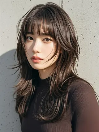 セミロング ウルフカット 811 大阪梅田 ウルフのヘアスタイル