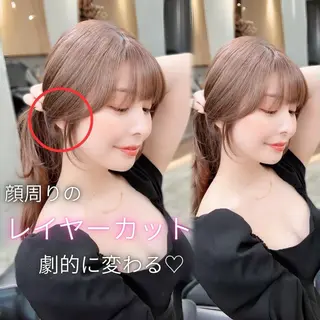 セミロング Hazuki🎀 /韓国ヘア/レイヤーのヘアスタイル