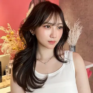 ミディアム カラー 山崎/ボブ縮毛矯正 レイヤー髪質改善のヘアスタイル