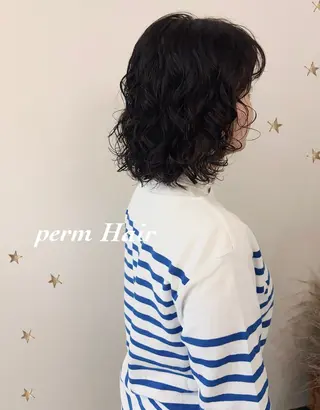 ミディアム パーマ 市川 千夏のヘアスタイル
