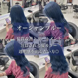 ロング カラー ラベンダー💜 グレージュ🩶のヘアスタイル