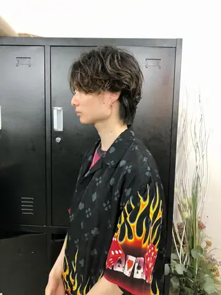 ショート カラー パーマ ヘアアレンジ メンズ キッズ ネイル マツエク・マツパ エビスザキレン/メン ズ/心斎橋🌳のヘアスタイル