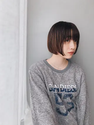 ミディアム カラー ボブパーマコテ巻き風 パーマNo1深江秀平のヘアスタイル