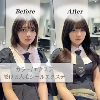 ミディアム ブリーチなしWカラー エクステ/スズ‎🤍のヘアスタイル