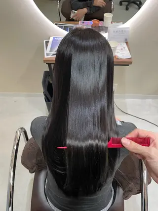 セミロング 縮毛矯正ボブ/ 髪質改善/カットのヘアスタイル