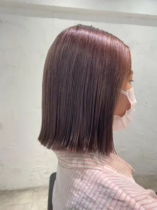 ミディアム 🐩透明感ミルクティ ーピンクニイナ🐩のヘアスタイル