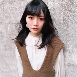 セミロング カラー 中川 竜誠のヘアスタイル