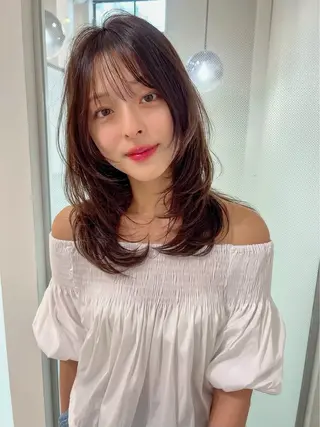 セミロング 💙レイヤー縮毛矯正 大宮/虎白💙のヘアスタイル