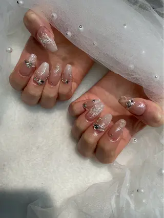 ネイル I-nailロング /ワンホン/キラキラのネイルデザイン