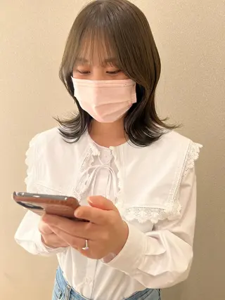 ミディアム カラー 外国人対応 佐久間のヘアスタイル