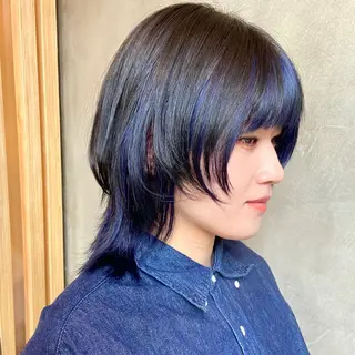 ミディアム カラー ショート/ウルフ ハイトーン/カイセイのヘアスタイル