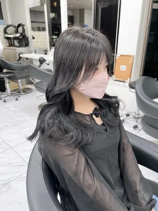 ロング カラー パーマ ヘアアレンジ メンズ キッズ 上品＆韓国風 🥀海心🥀のヘアスタイル