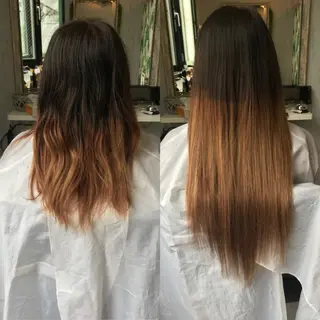 カラー ロング ヘアアレンジ 大阪レミーエクステ チビ編み込みのヘアスタイル