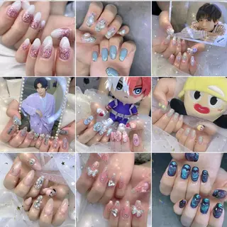 ネイル 渋谷／チップ長さ出し 👑アプレgel-xのネイルデザイン
