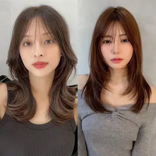 セミロング 💙レイヤー縮毛矯正 大宮/虎白💙のヘアスタイル