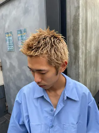 ショート カラー メンズ ニュアンスパーマ/ メンズカット田島勇樹のヘアスタイル