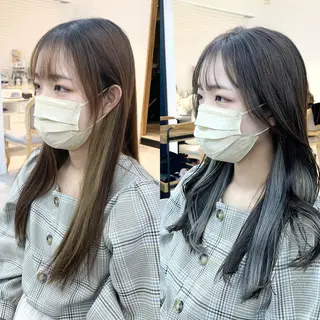 ロング カラー パーマ ヘアアレンジ メンズ キッズ ネイル マツエク・マツパ アイブロウ 似合せレイヤー/ 柔らか透明感カラーのヘアスタイル