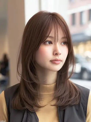 セミロング 韓国×艶ハイトーンが ✨絶対可愛い✨リオ✨のヘアスタイル