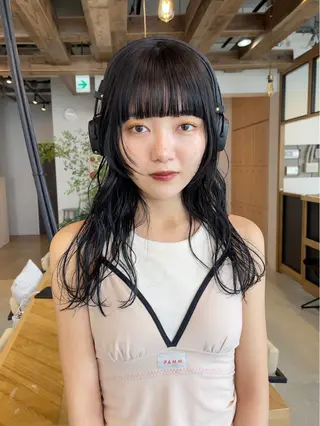 セミロング カラー パーマ ヘアアレンジ カットモデル募集中/ 店長/角田真哉のヘアスタイル