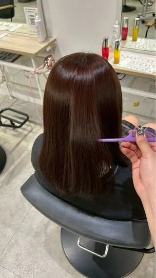 セミロング カラー himari💜 酸性ストレートのヘアスタイル